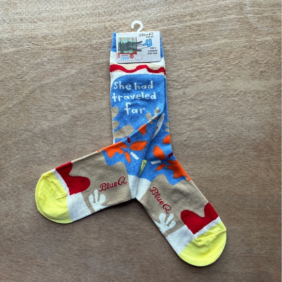 NWT Blue Q She Had Traveled Far Women’s Soft Combed Cotton Crew Socks - Picture 3 of 5